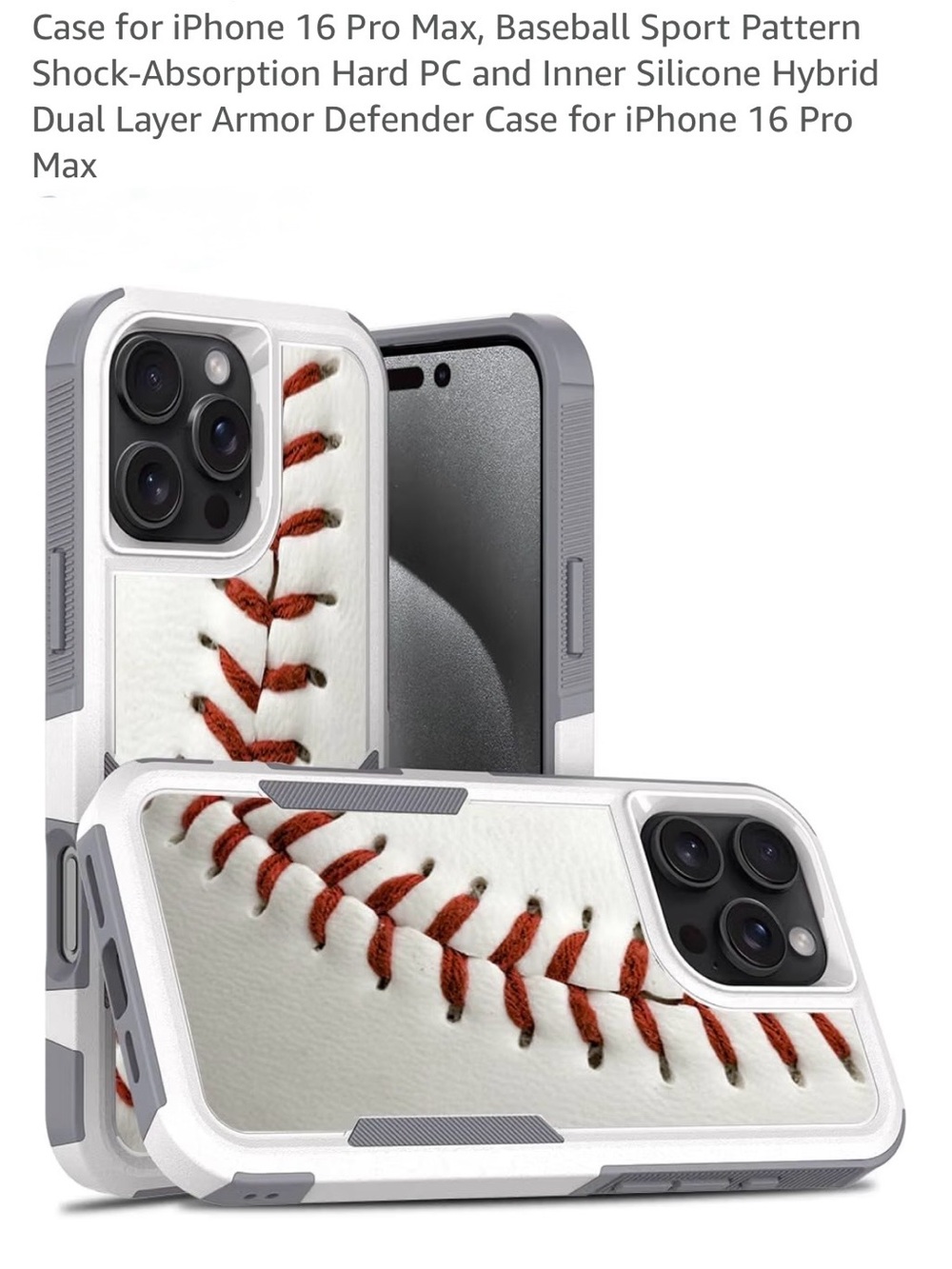 Baseball Hybrid Armor Case for iPhone 16 Pro Max ⚾️
